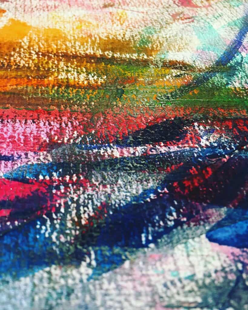 a close up of a painting